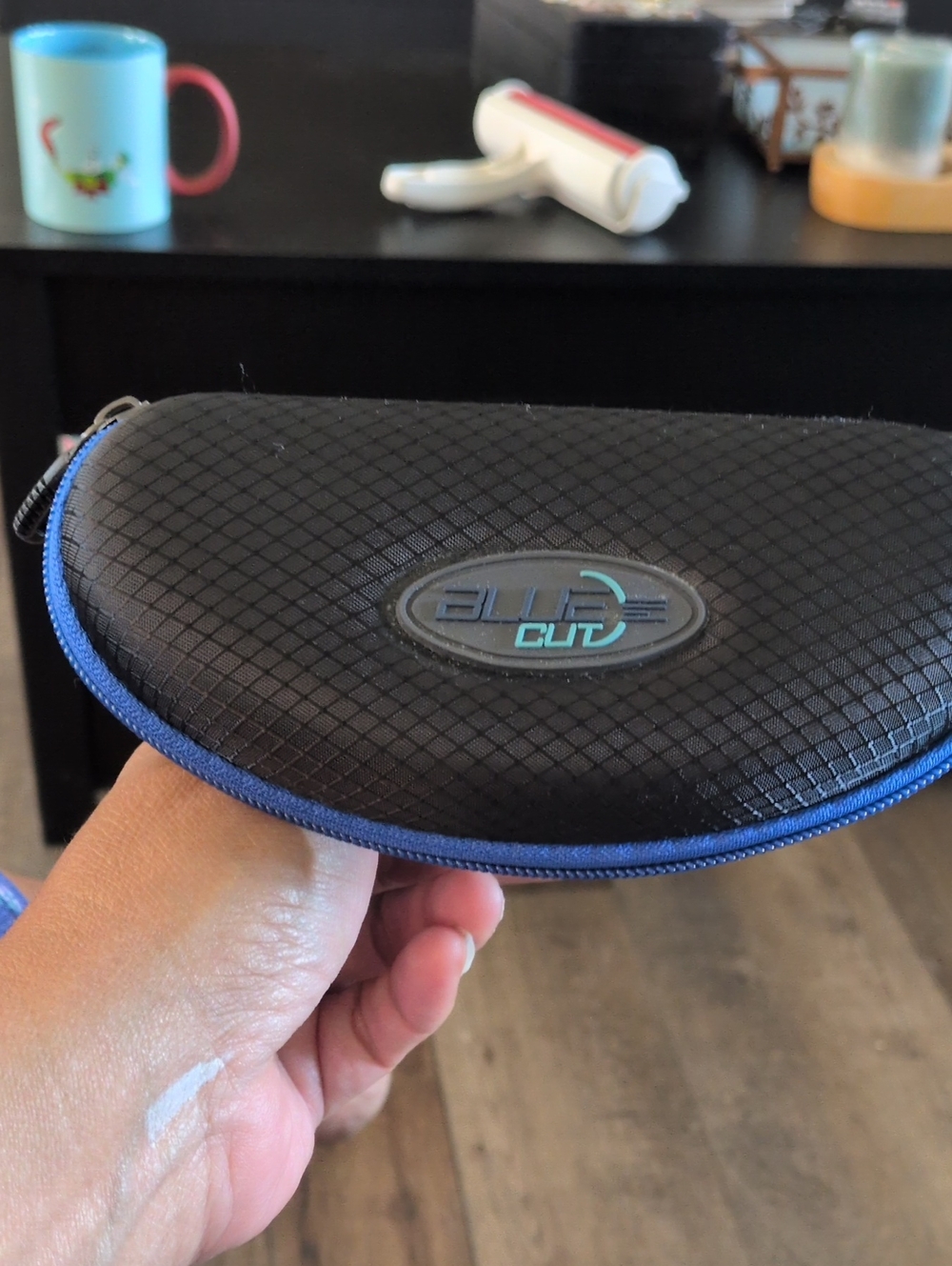 Blue Cut Black Hard Shell Eyewear Case with Blue Trim CASE ONLY